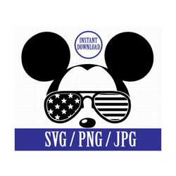 mickey american flag glasses - disneyland inspired - svg, png, jpg - instant zip file download