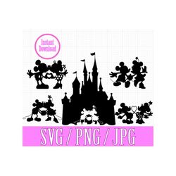mickey and minnie silhouette bundle svg png jpg instant download