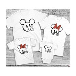mr. mrs. and mini. svg png jpg customizable year for darling disneyland vacation shirts.  mickey and family. minnie and