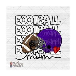 football design png, football mom outline helmet and football in purple png, football mom png, football mom sublimation