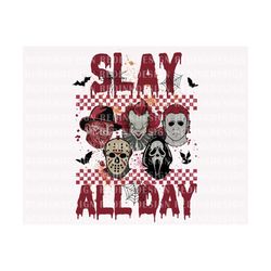 slay all day png, spooky png, halloween horror movies png, halloween horror png, horror characters png, horror friends p