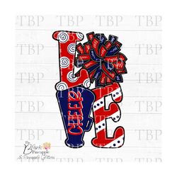 cheer design png, love cheer red and navy png, cheer sublimation design, cheerleading design