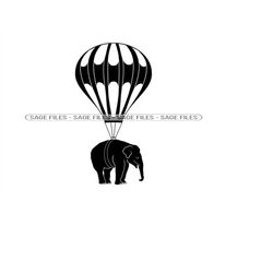 elephant & hot air balloon svg, elephant svg, elephant clipart, elephant files for cricut cut files for silhouette, png,