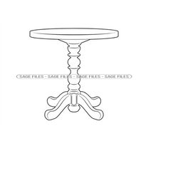 round table outline svg, round table clipart, round table files for cricut, round table cut files for silhouette, table