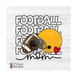 football design png, football mom outline helmet and football in yellow gold png, football mom png, football mom sublima