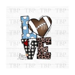 football design png, light blue love football design, football love design, football sublimation design, football love p