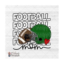 football design png, football mom outline helmet and football in dark green png, football mom png, football mom sublimat