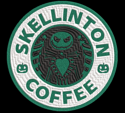 skellington coffee | digital embroidery files | .dst .exp .hus .jef .pes .vip .vp3 .xxx