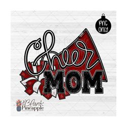 Cheer Design PNG, Cheer Mom with Megaphone and Pom Poms in Maroon PNG, Cheerleading sublimation design