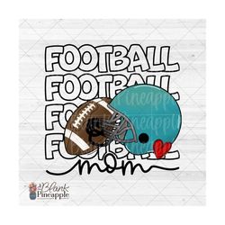 football design png, football mom outline helmet and football in teal png, football mom png, football mom sublimation de