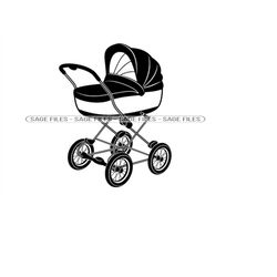 stroller svg, stroller carriage, baby carriage svg, stroller clipart, stroller files for cricut, stroller cut file for s
