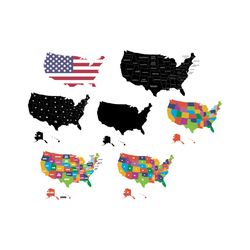 usa map bundle svg, nation svg, united states svg, america map svg, 50 states of america svg, american flag svg, usa fla