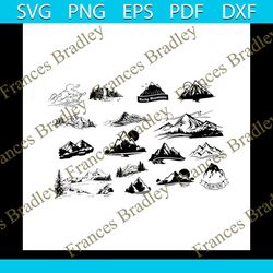 mountain bundle svg, nation svg, rocky mountain svg, mountain icon svg, nature svg, love nature svg, mountain hide river