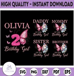 personalized butterfly birthday girl png, butterflies family birthday png, floral 1st birthday girl family png, digital