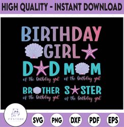 mermaid family birthday girl png, mermaid party png, matching family birthday png, under the sea png, digital download