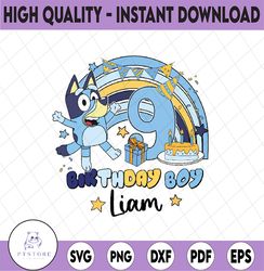 personalized bluey birthday boy png, bluey and bingo kid png, happy birthday bluey png, kids birthday party png, bluey