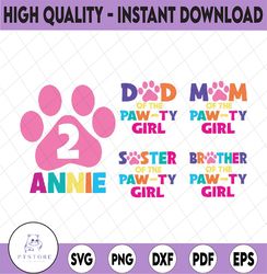 personalized name and family matching paw birthday svg, funny dog paw animal personalized birthday svg, digital download