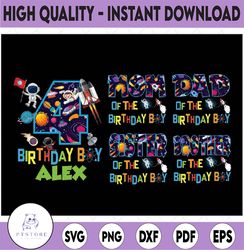 personalized name family outer space birthday png, astronaut birthday personalized space birthday party png, digital