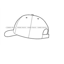 baseball cap outline 6 svg, baseball cap svg, hat svg, baseball cap clipart, cap files for cricut, cut files for silhoue
