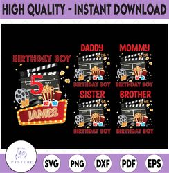personalized name age movie birthday png, movie night admit one png, red carpet matching birthday movie png, digital