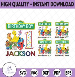 personalized name sesame street birthday png, elmo family design png, personalized birthday sesame street png, digital