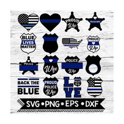 police wife bundle svg, jobs svg, monogram svg, police badge svg, back the blue svg, american flag svg, american flag he