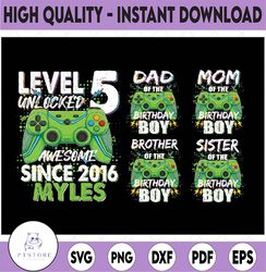 personalized name and age gamer birthday level unlocked png, matching family birthday png, gaming birthday video game