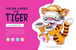 cartoon tiger and virtual glasses.