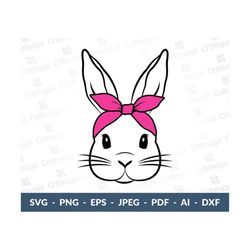 bunny svg, easter bunny bandana, bunny easter svg, bunny bandana svg, bunny with bandana svg, kid's easter design, banda