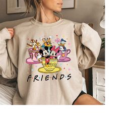 retro disney mickey and friends tea cup sweatshirt, disney tea cup character tee, mickey tea shirt, disney tea party tee