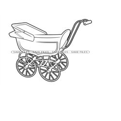 stroller outline 3 svg, stroller carriage svg, baby carriage svg, stroller clipart, files for cricut, cut files for silh