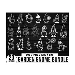 Garden Gnome SVG Bundle, Gnome SVG, Cute Garden Gnome SVG, Nordic Gnome Svg, Gnome Clipart, Flower Gnomes svg, Gardening