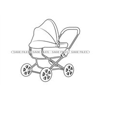 stroller outline svg, stroller carriage svg, baby carriage svg, stroller clipart, files for cricut, cut files for silhou