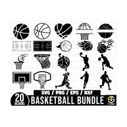 basketball svg bundle, basketball silhouette, sport silhouette, basketball player against ball svg, basketball net svg,