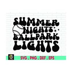 funny baseball svg file for cricut and silhouette, summer nights & ballpark lights svg,  baseball svg, baseball shirt, b