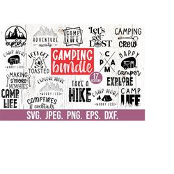 camping svg bundle - camp life svg - cricut cut file - instant download - camp more worry less - camping clipart - lets