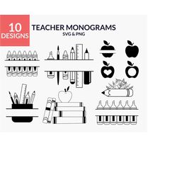 Teacher Monogram Svg, Teacher Shirt Svg, Back to School Svg, crayon svg, crayon label svg, crayon pen wrap