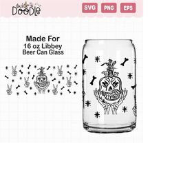 halloween pumpkin skeleton hand for 16 oz libbey beer can glass svg, digital download only, horor libbey glass,