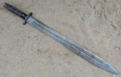 damascus steel sword custom handmade - 25.00" inches damascus steel battle ready sword outdoor hunting sword