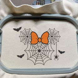 Cartoon Mouse Spider Web Embroidery Design, Happy Halloween Embroidery Design, Fall Season Ghost Embroidery File, Creepy Spooky Machine Embroidery Design