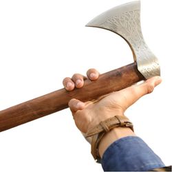 axe handmade damascus viking axe bearded axe camping axe logging axe outdoor hatchet for wood cutting splitting and kind
