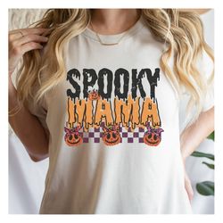 checkered spooky mama png, spooky vibes, mama sublimation, halloween png shirt designs, halloween png, retro halloween p