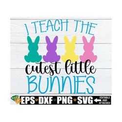 i teach the cutest little bunnies, teacher easter shirt svg, easter classroom decoration png svg, easter gift for teache