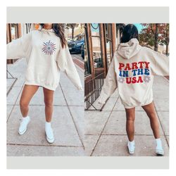 retro party in the usa png, front & back design, retro america png sublimation, distressed american babe shirt design, v