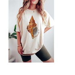 seashell shirt gift, vintage summer shirt, ocean graphic tee, trendy boho comfort colors tshirt, marine nautical beach l
