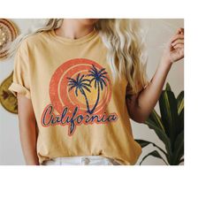 retro california sunset shirt gift, vintage summer beach palm tree tee, comfort colors tshirt, boho aesthetic ocean trop