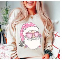 disco santa sweatshirt, pink santa sweatshirt, funny santa sweatshirt, christmas crewneck, disco santa shirt, santa shir