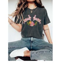 retro easter shirt for women, comfort colors tshirt, boho easter bunny teacher t shirt, happy easter day gift, trendy pi