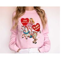 retro valentines day sweatshirt, circus horse valentines shirt gift for her, women's vintage valentines sweater, teacher