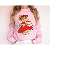 retro valentines day shirt, vintage valentine heart sweatshirt, valentines day gift for her, mid century modern vintage